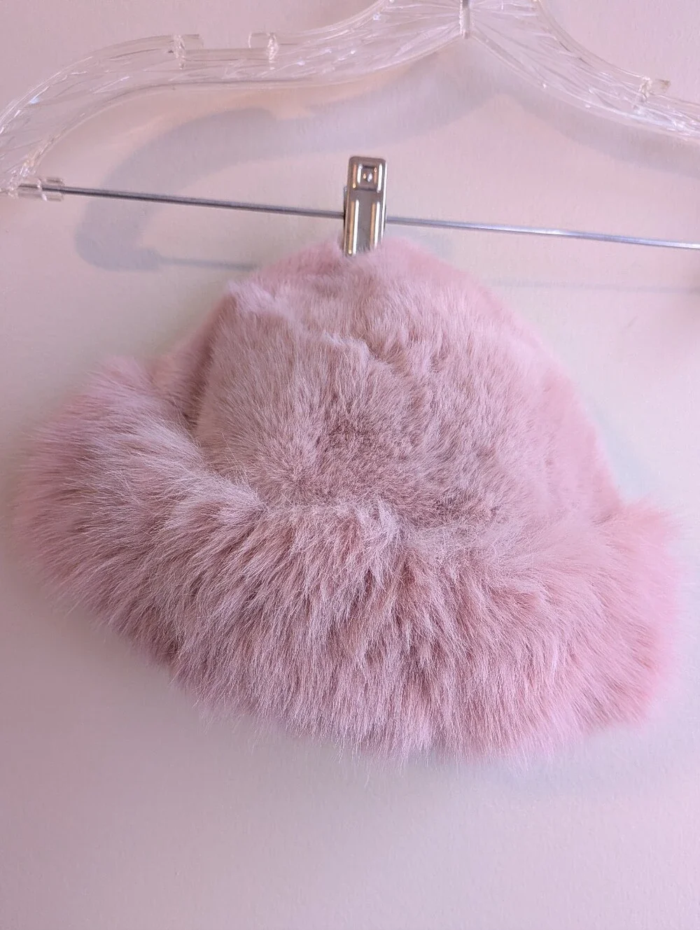 Dusty Rose Pink Faux Fur Winter Bucket Hat